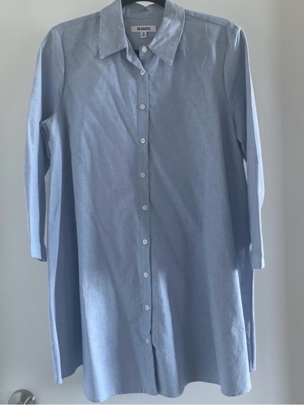 BB Dakota Light Blue Button-Front Shirt Dress
